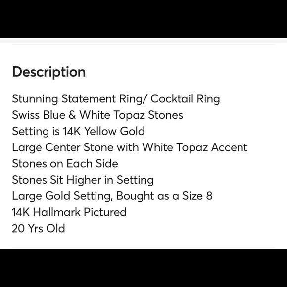 ☀️Vtg☀️14K w/Swiss Blue & White Topaz - Picture 10 of 10